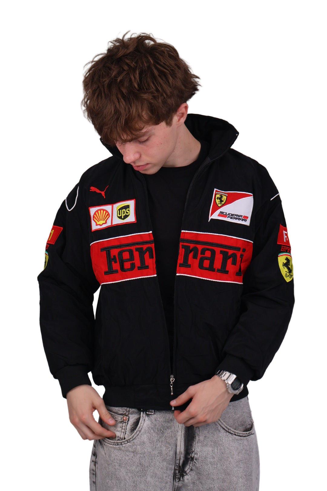 Бомбер "Ferrari" black F1 vintage