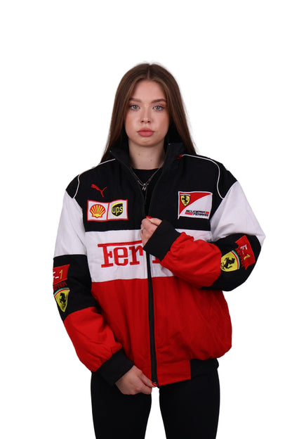 Бомбер "Ferrari" white F1 vintage
