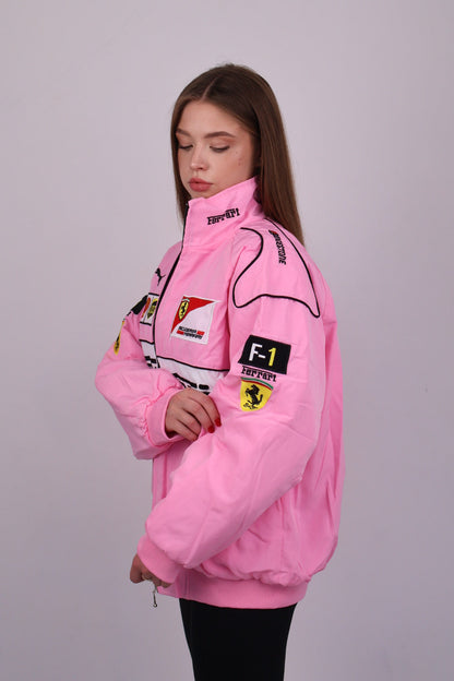 Бомбер "Ferrari" pink F1 vintage