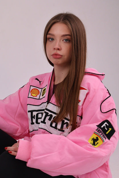 Бомбер "Ferrari" pink F1 vintage